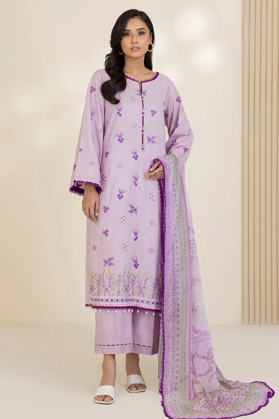 Embroidered Shirt Shalwar Dupatta - 0682 - Image 6