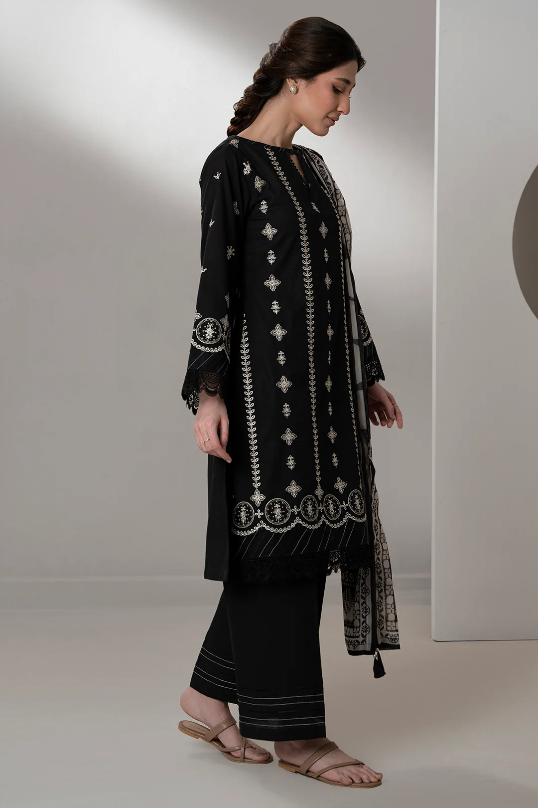 Embroidered Shirt Shalwar Dupatta - 0683 - Image 5
