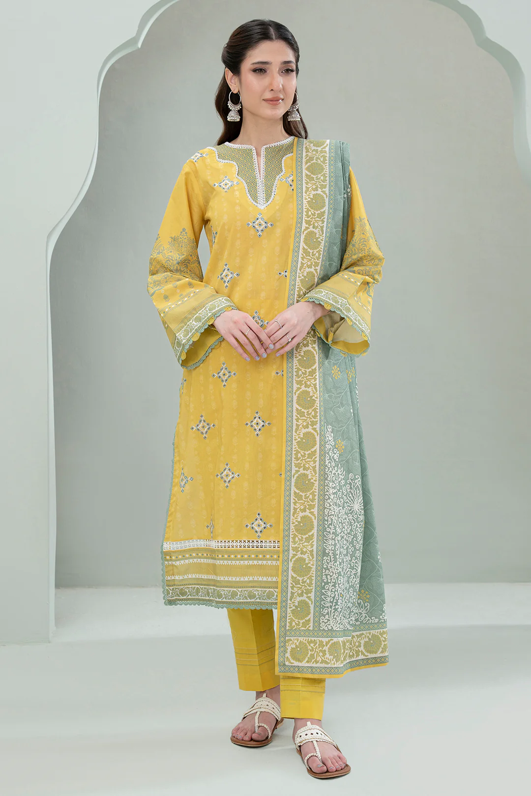 Embroidered Shirt Shalwar Dupatta - 0727 - Image 2