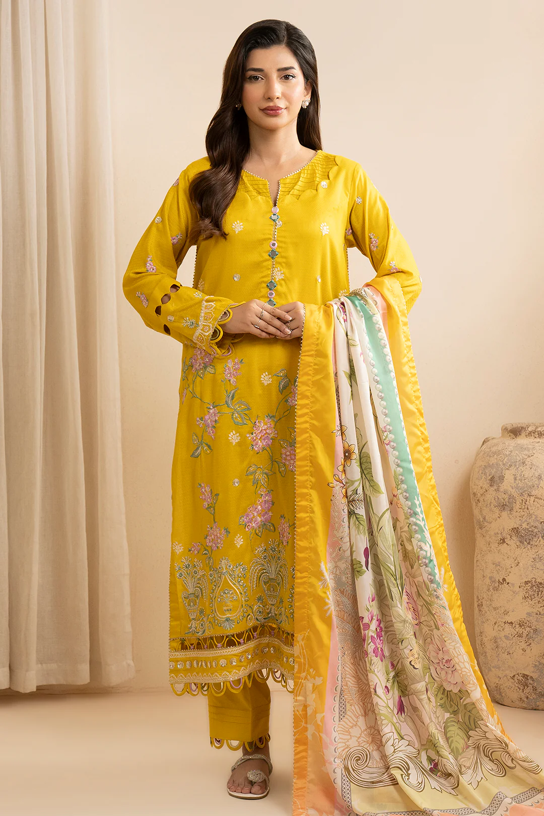 Embroidered Shirt Shalwar Dupatta - 0739 - Image 4