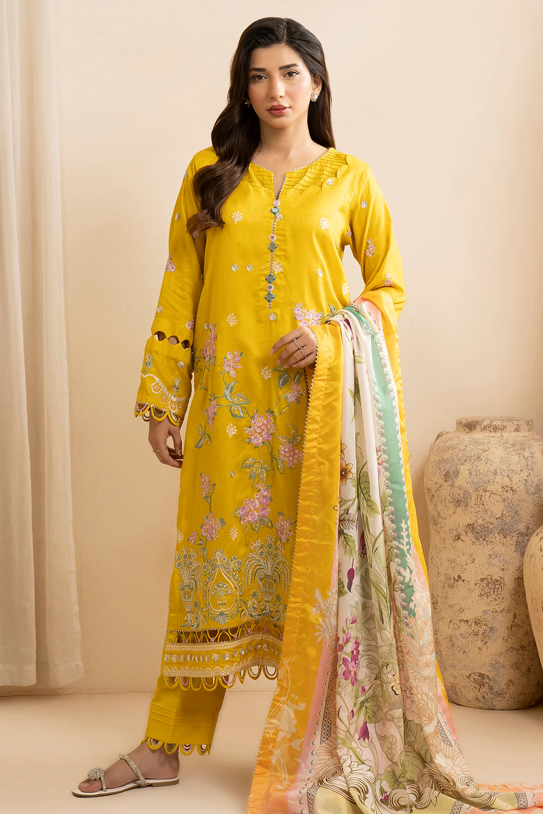 Embroidered Shirt Shalwar Dupatta - 0739 - Image 9