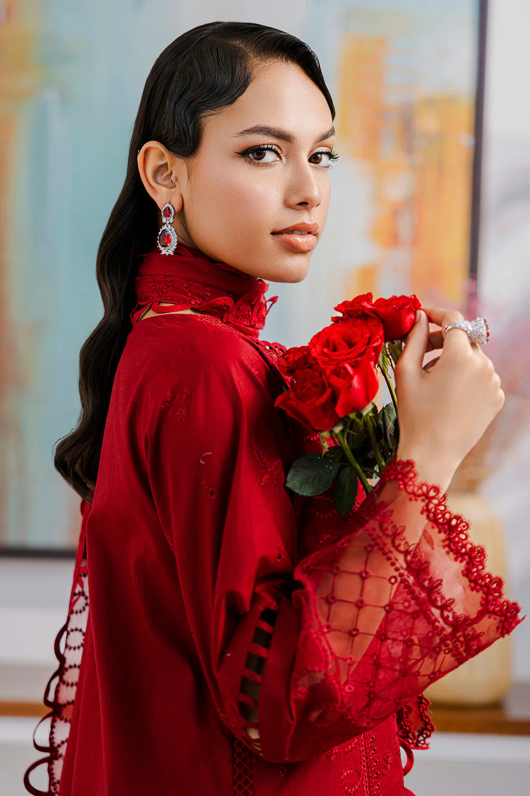 Embroidered Shirt Shalwar Dupatta - 0802 - Image 12