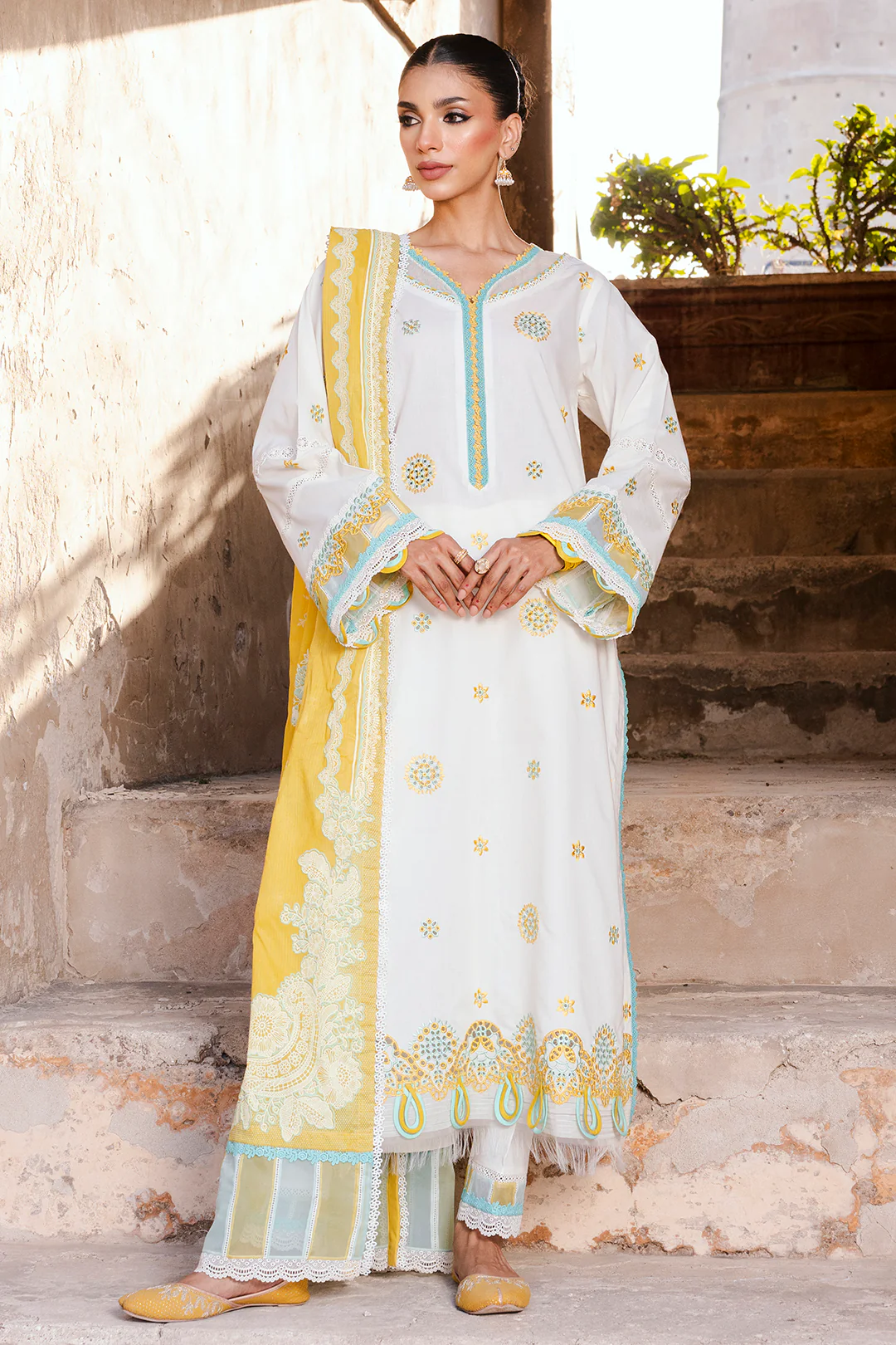 Embroidered Shirt Shalwar Dupatta - 0804 - Image 3