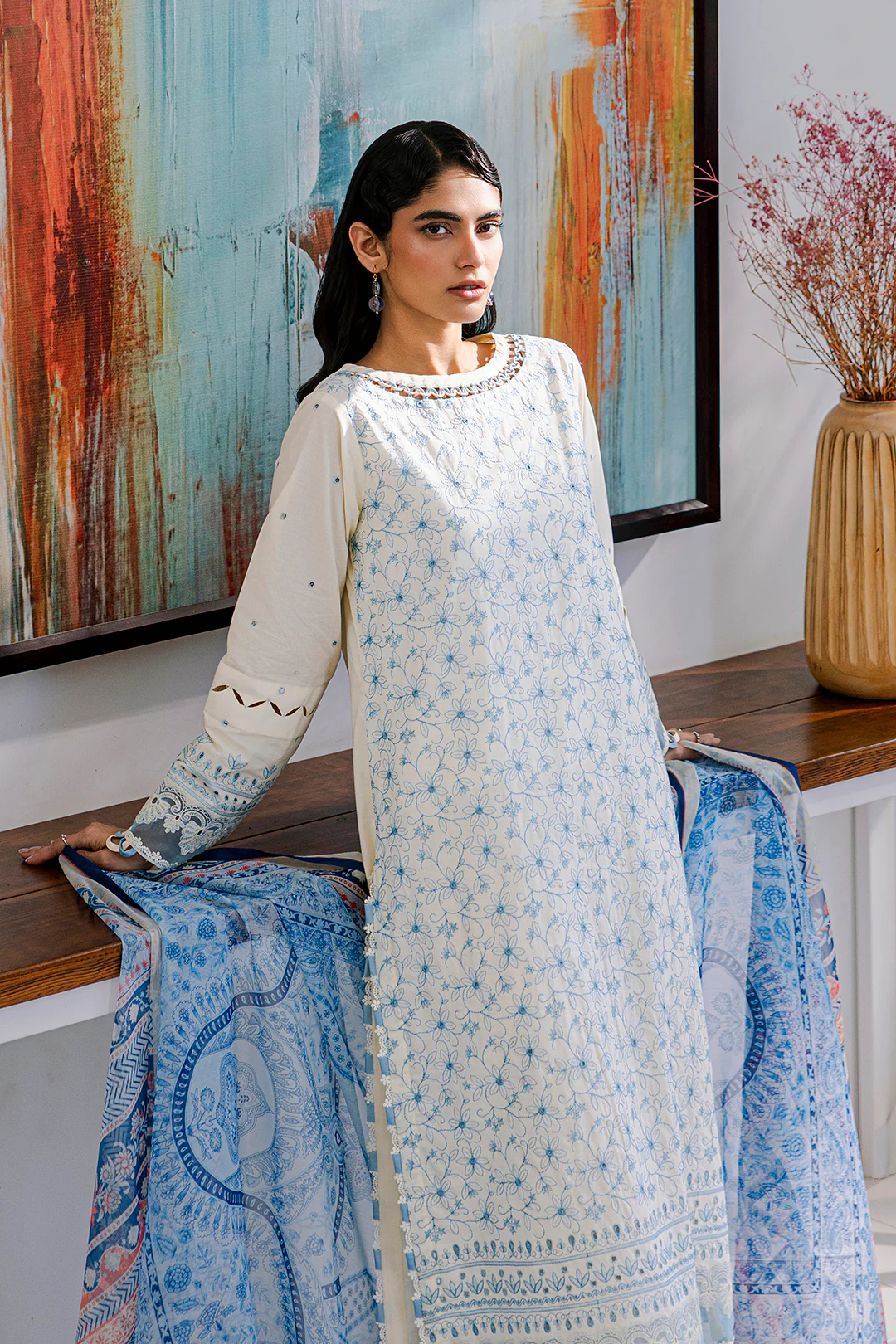 Embroidered Shirt Shalwar Dupatta - 0805 - Image 2