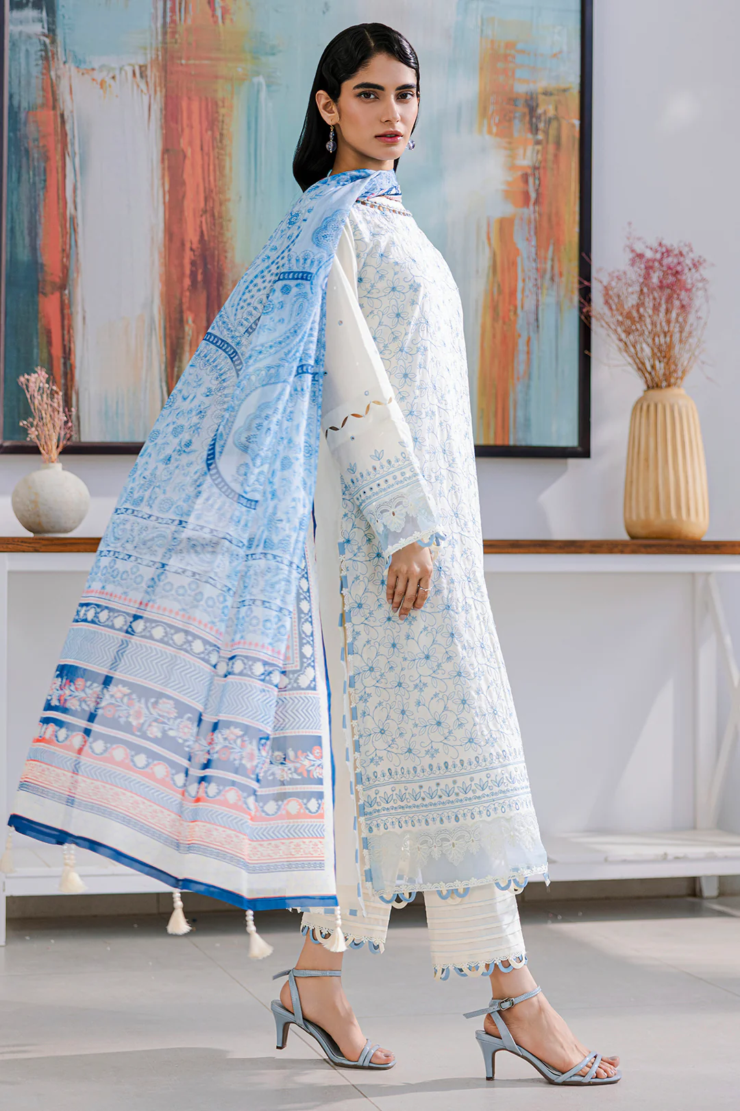 Embroidered Shirt Shalwar Dupatta - 0805 - Image 4