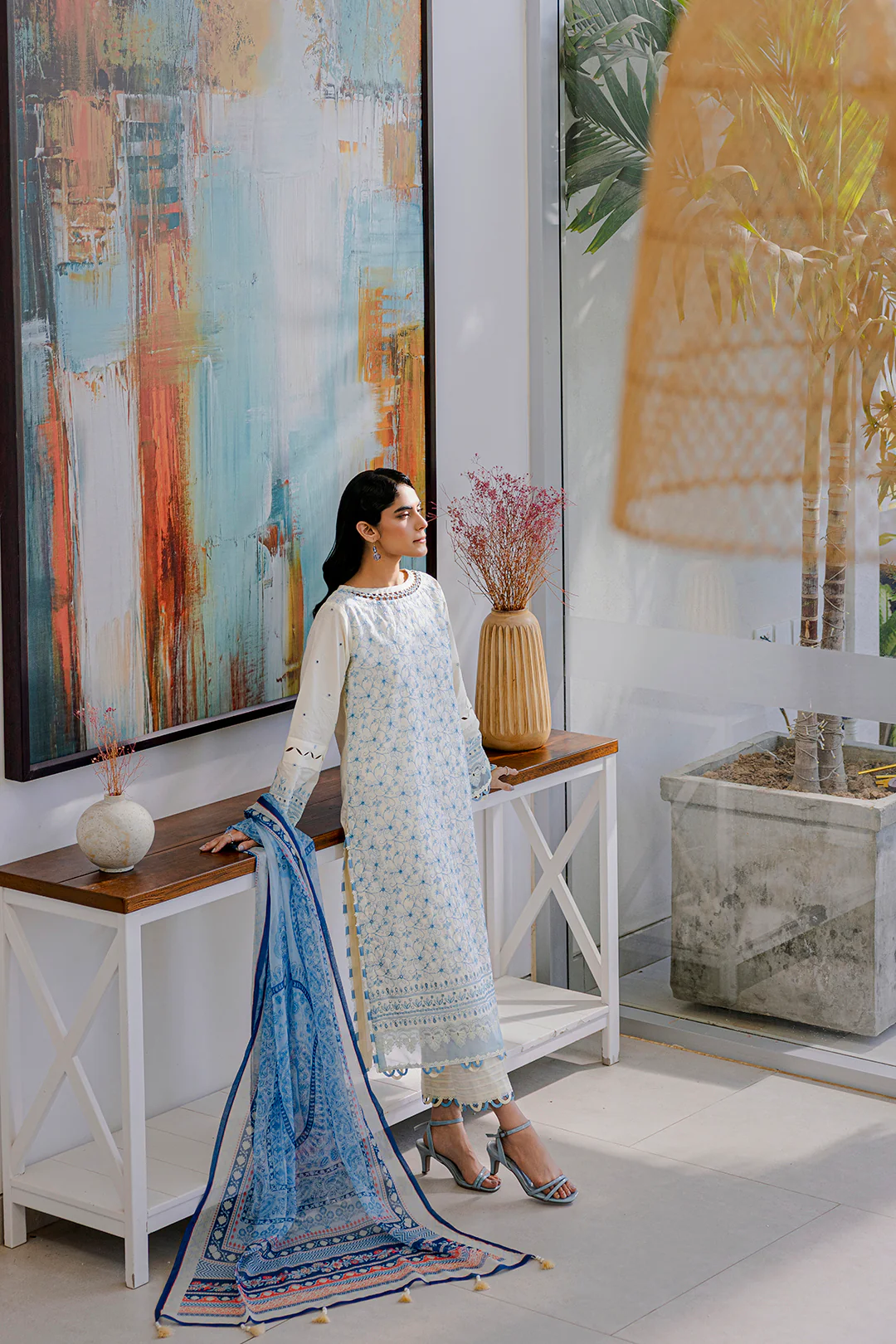 Embroidered Shirt Shalwar Dupatta - 0805 - Image 8
