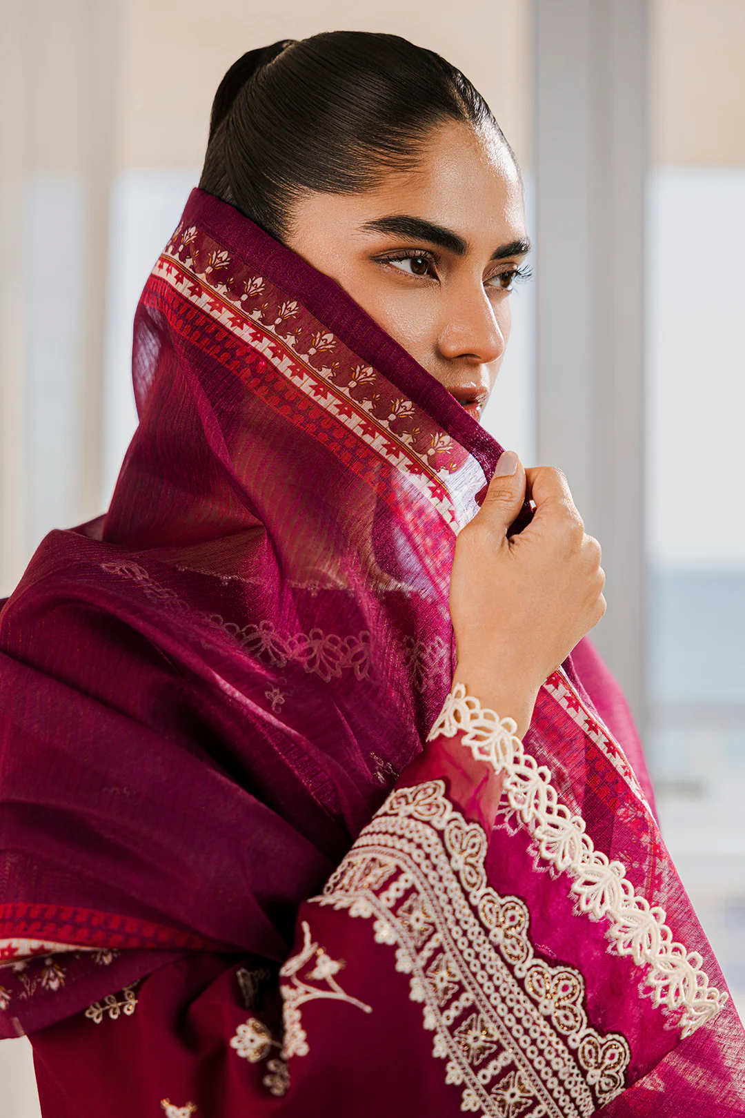Embroidered Shirt Shalwar Dupatta - 0810 - Image 7