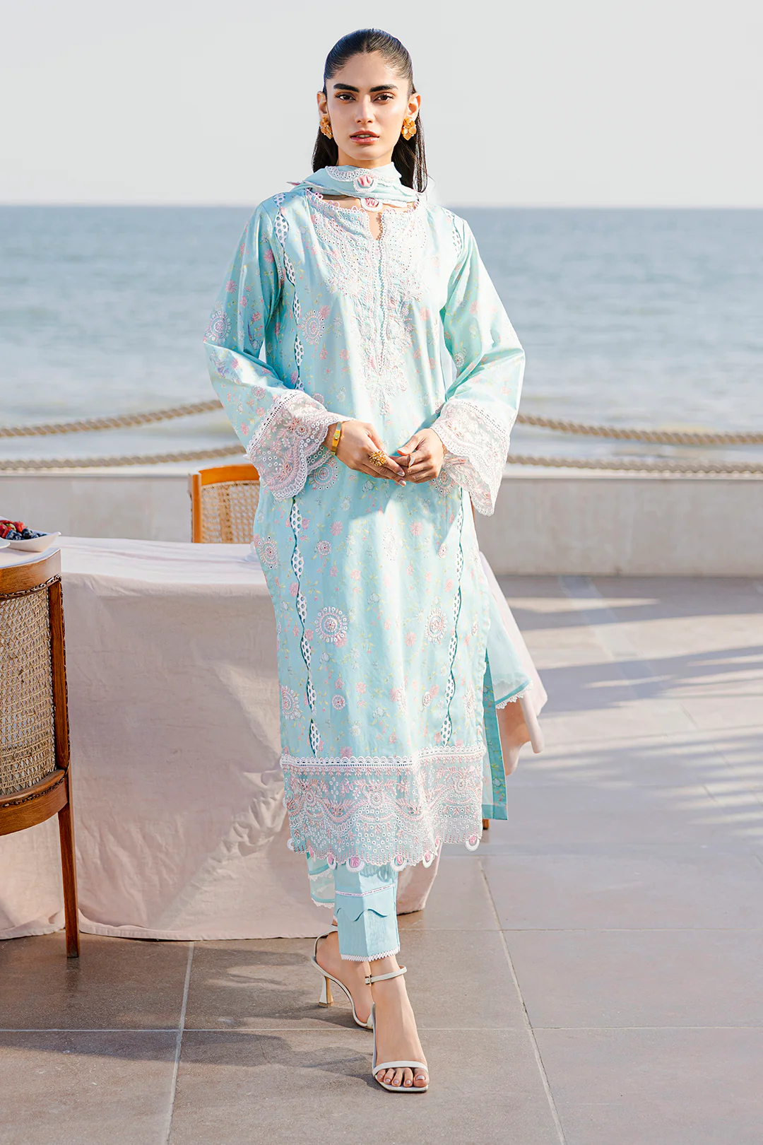 Embroidered Shirt Shalwar Dupatta - 0813 - Image 10