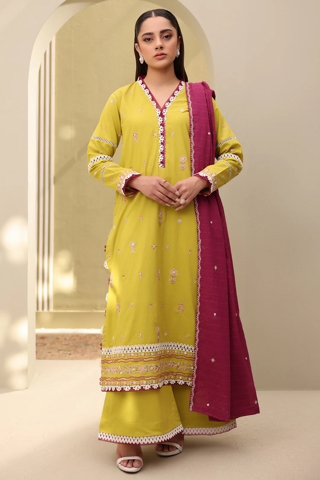 Embroidered Shirt Shalwar Dupatta - 0819 - Image 2