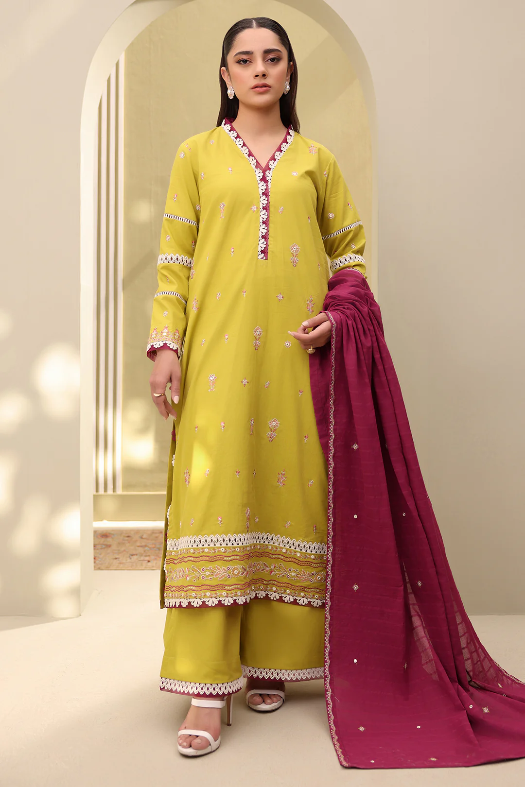 Embroidered Shirt Shalwar Dupatta - 0819 - Image 3