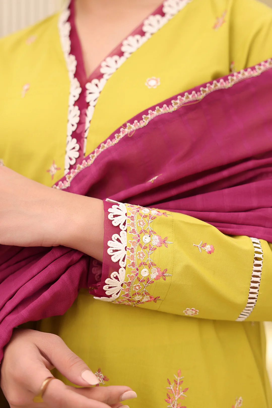 Embroidered Shirt Shalwar Dupatta - 0819 - Image 4