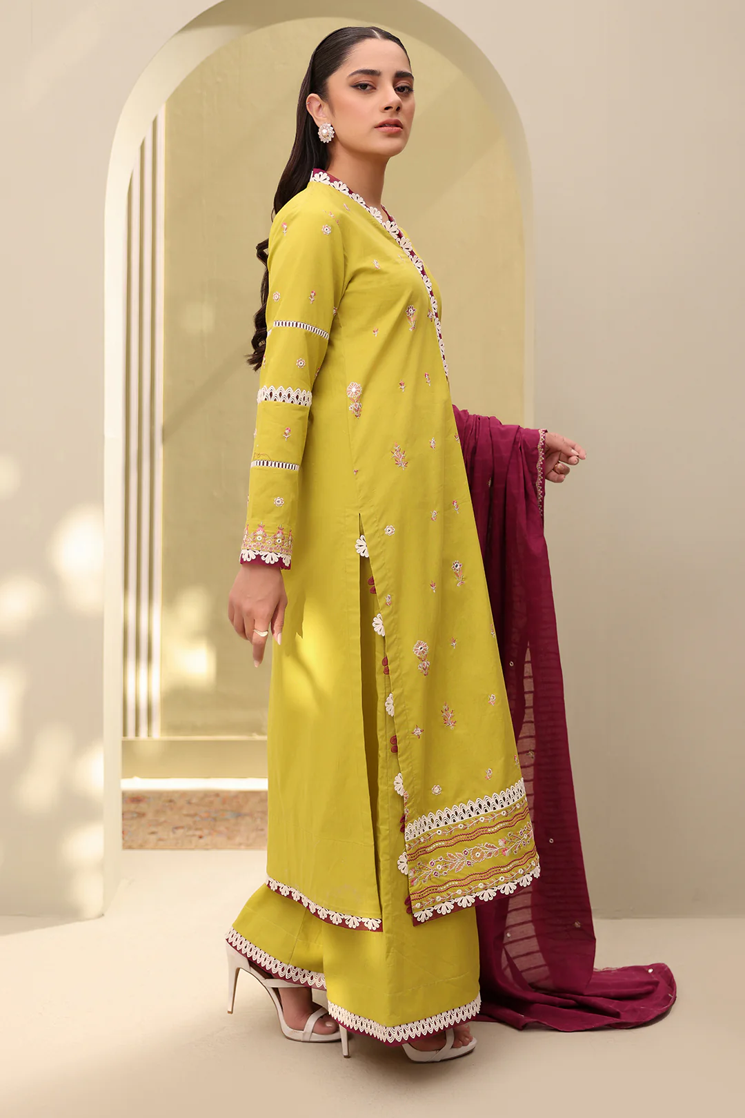 Embroidered Shirt Shalwar Dupatta - 0819 - Image 5