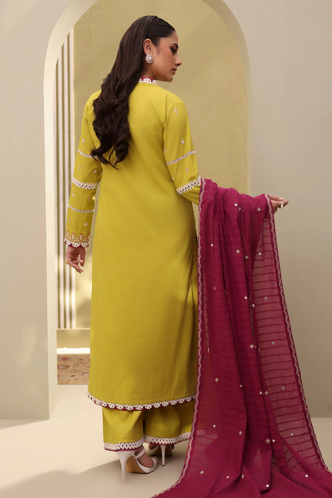 Embroidered Shirt Shalwar Dupatta - 0819 - Image 6