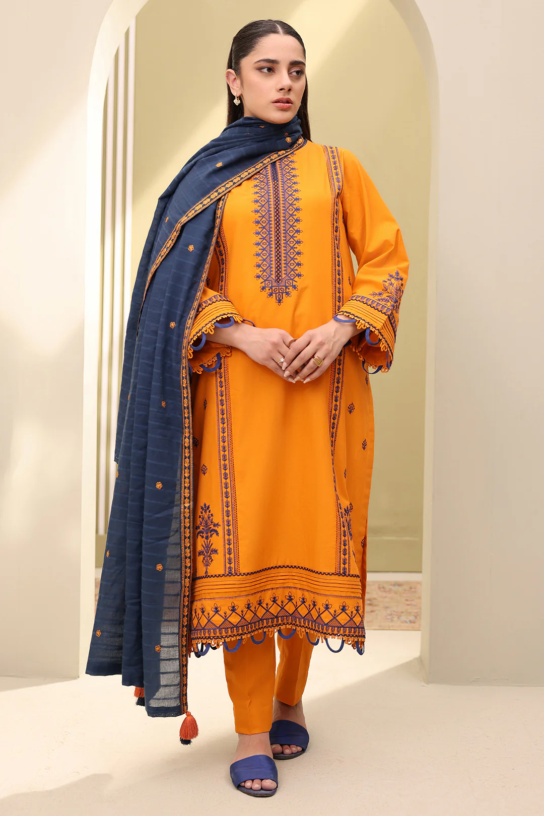 Embroidered Shirt Shalwar Dupatta - 0820 - Image 3