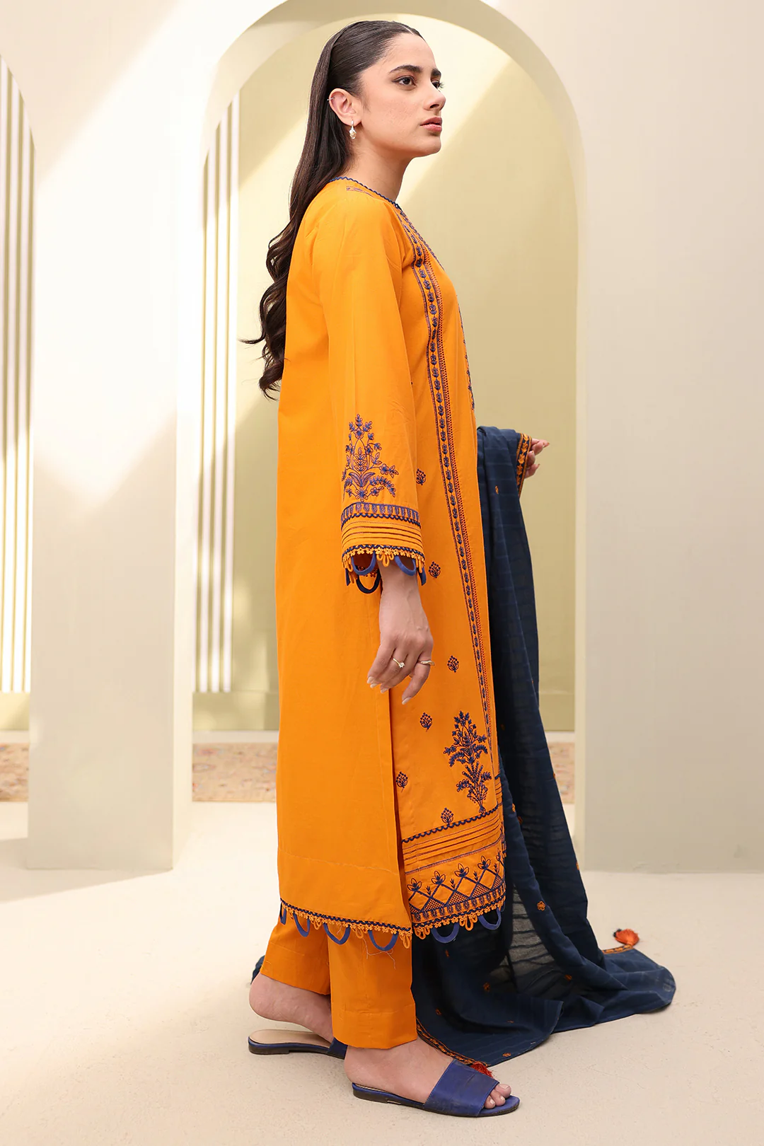 Embroidered Shirt Shalwar Dupatta - 0820 - Image 5