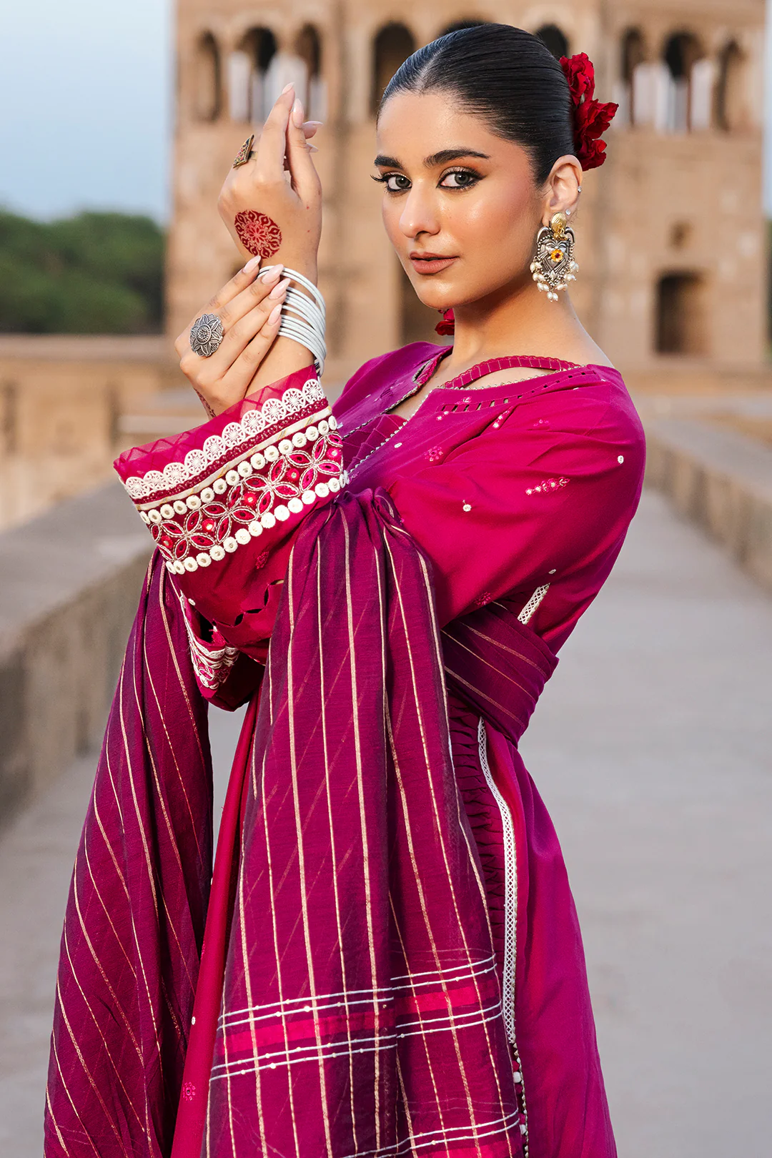 Embroidered Shirt Shalwar Dupatta - 0824 - Image 9