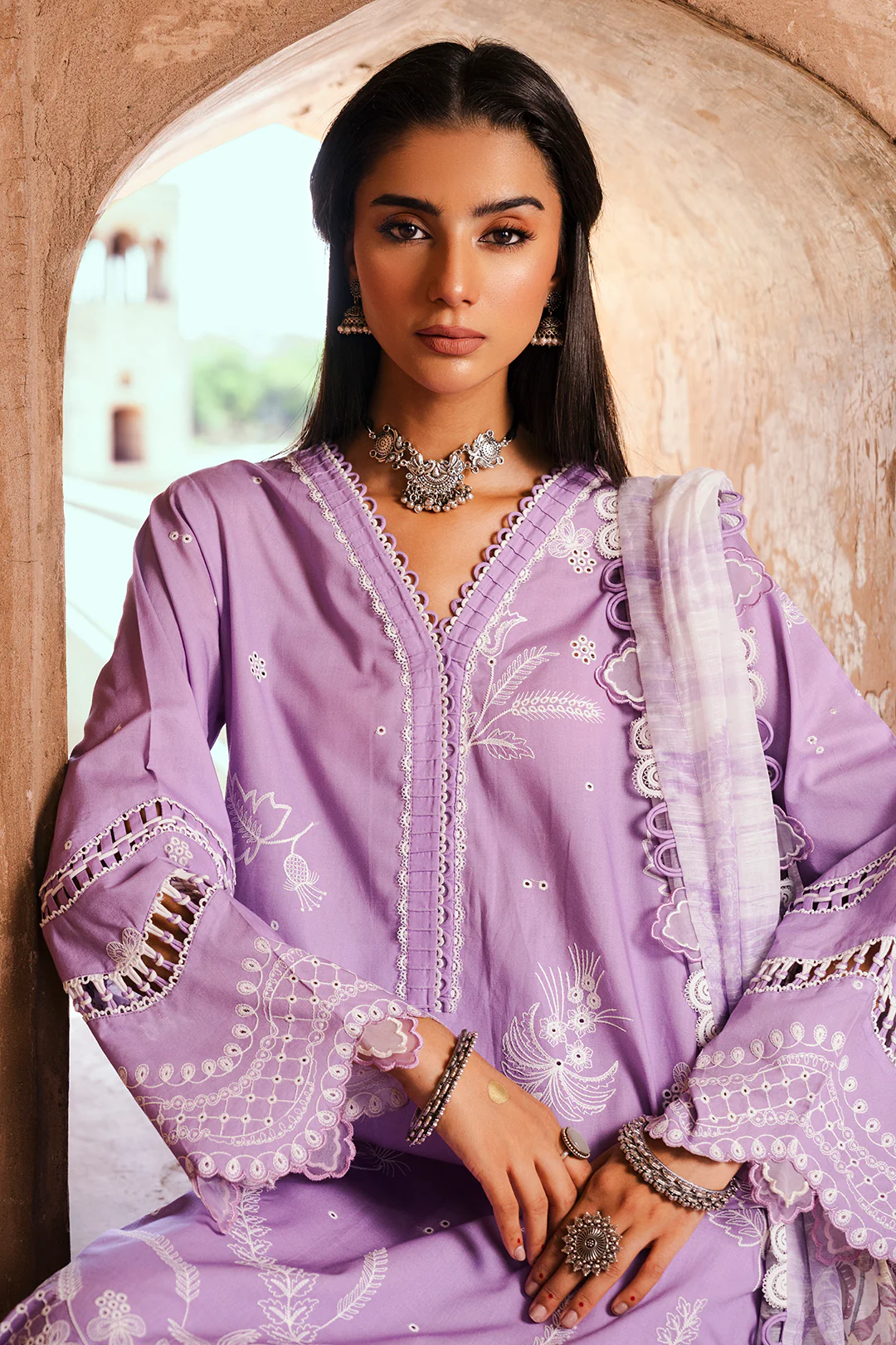 Embroidered Shirt Shalwar Dupatta - 0827 - Image 2