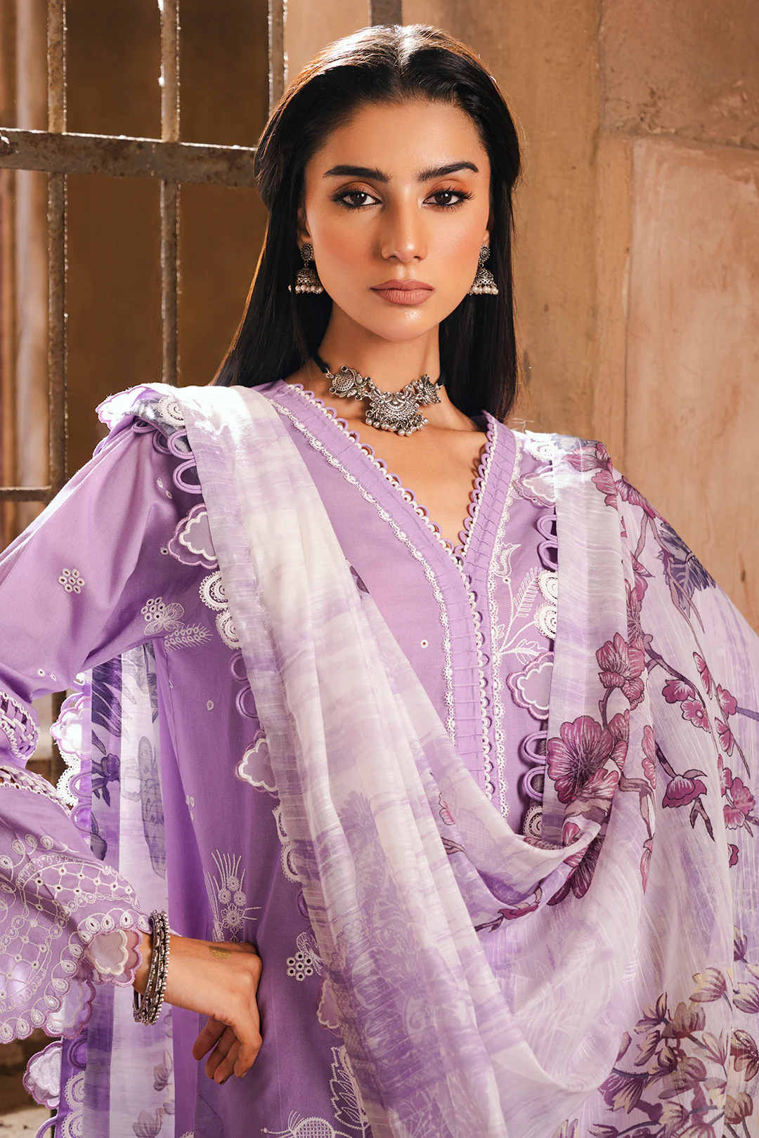 Embroidered Shirt Shalwar Dupatta - 0827 - Image 5