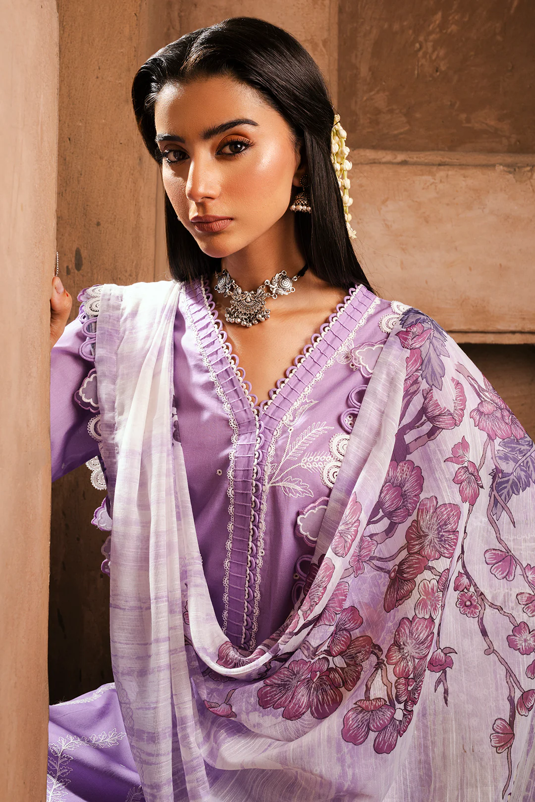 Embroidered Shirt Shalwar Dupatta - 0827 - Image 7