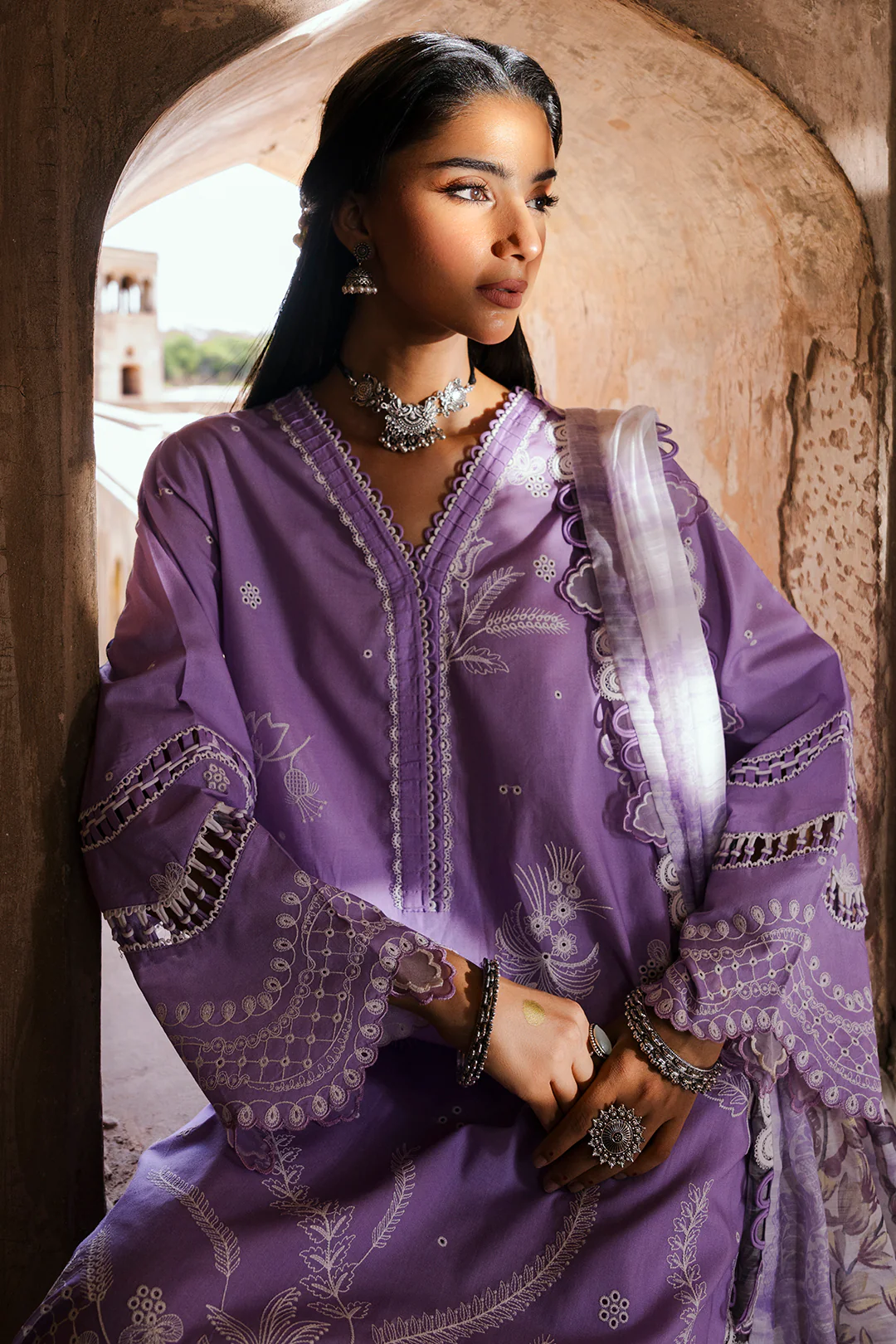 Embroidered Shirt Shalwar Dupatta - 0827 - Image 9