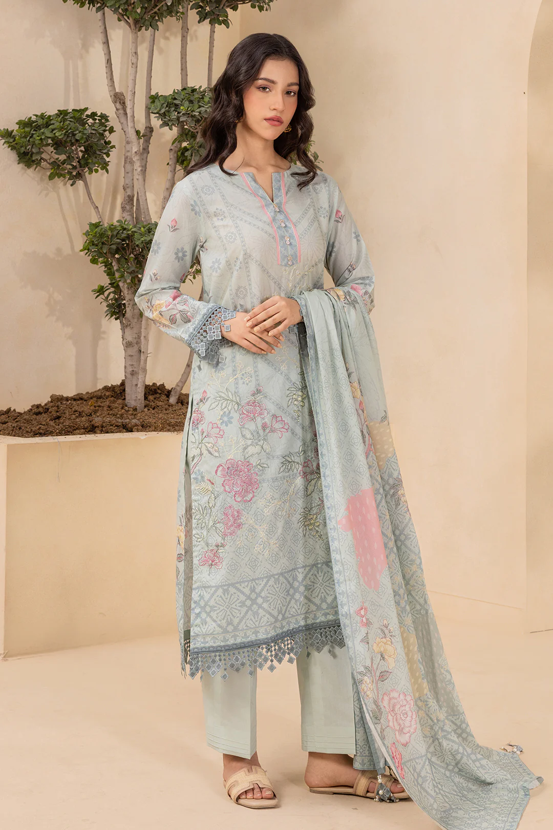 Embroidered Shirt Shalwar Dupatta - 0435 - Image 4