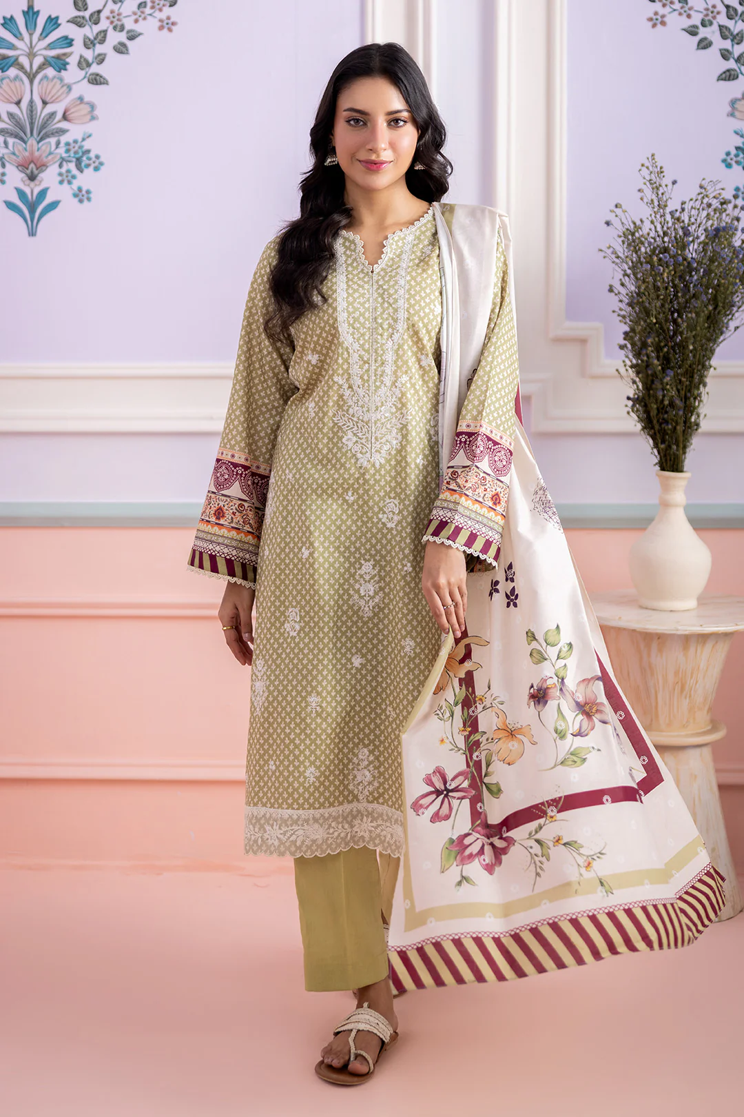 Embroidered Shirt Shalwar Dupatta - 0444 - Image 2