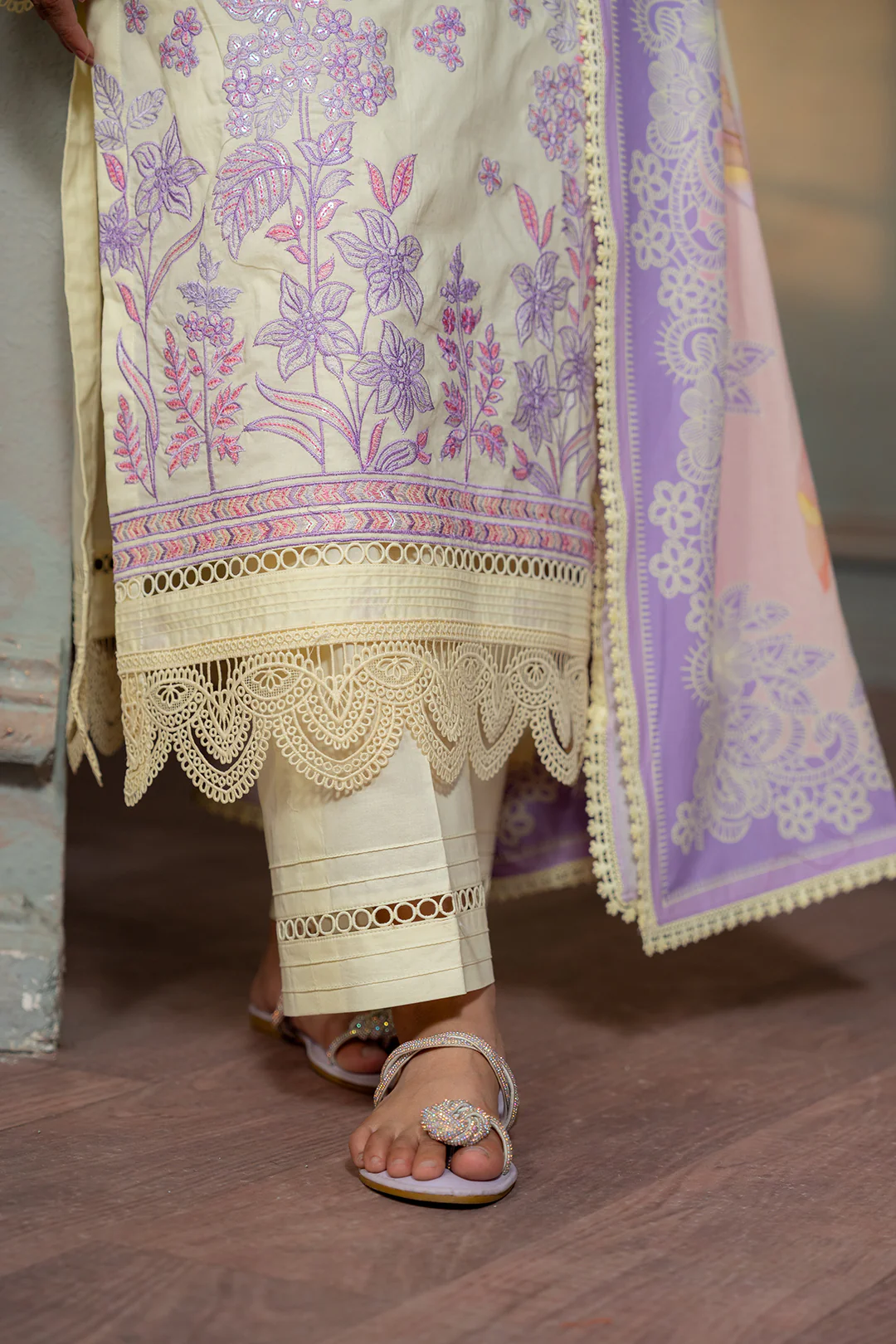 Embroidered Shirt Shalwar Dupatta - 0445 - Image 7