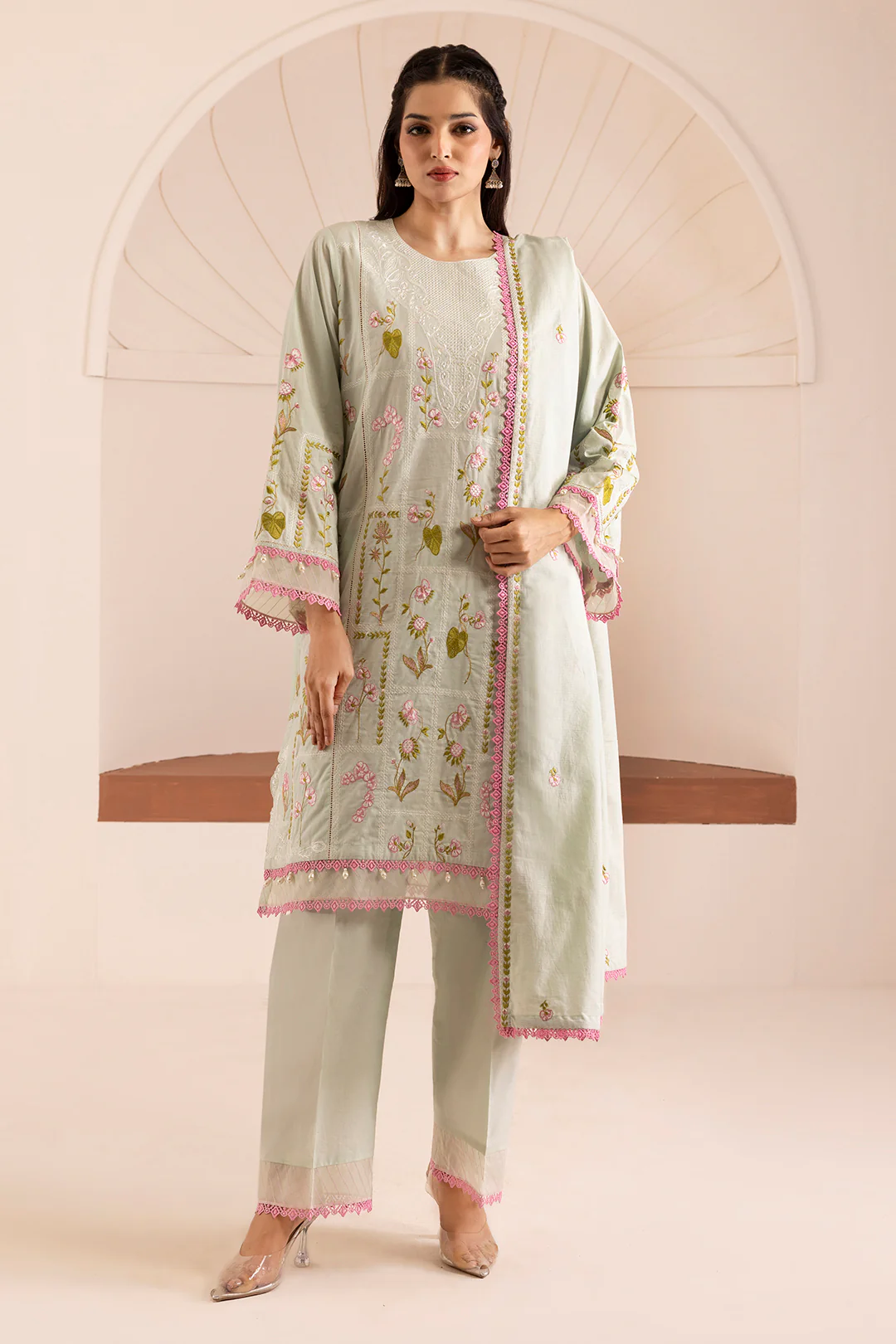 Embroidered Shirt Shalwar Dupatta - 0446 - Image 2