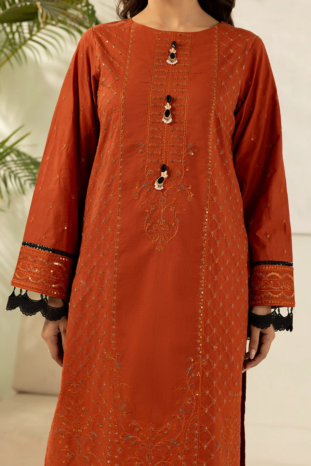 Embroidered Shirt Shalwar Dupatta - 0448 - Image 4