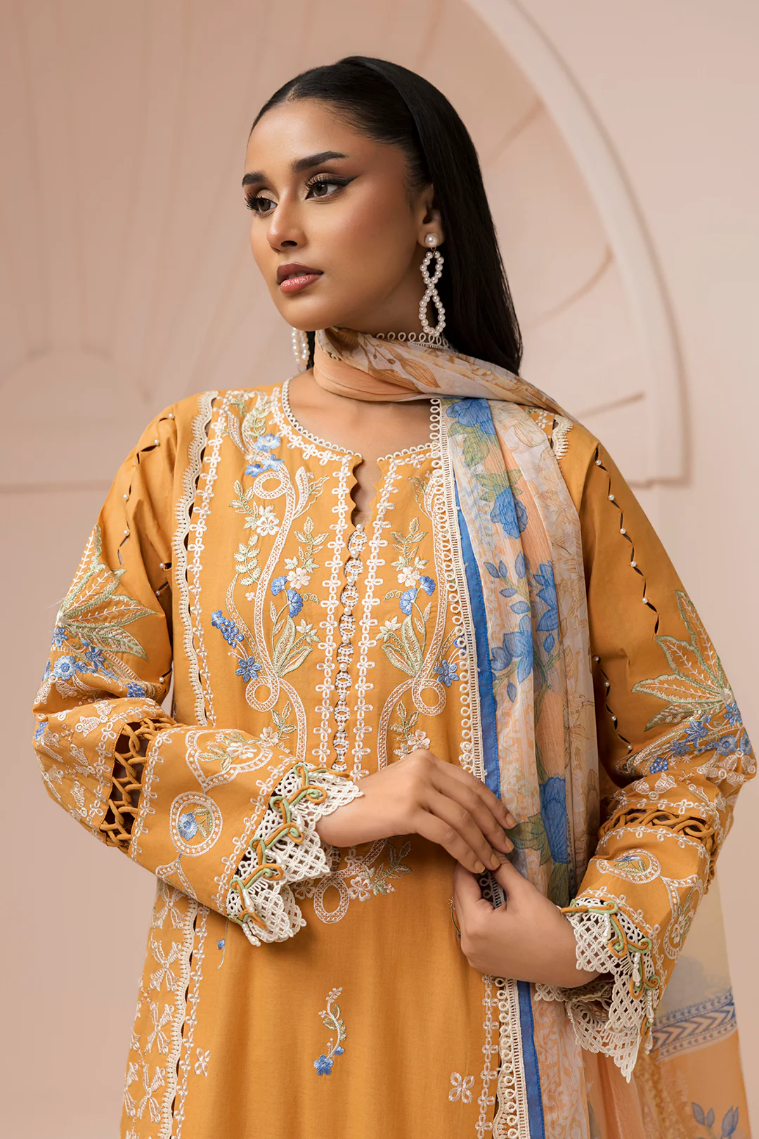 Embroidered Shirt Shalwar Dupatta - 0451 - Image 5