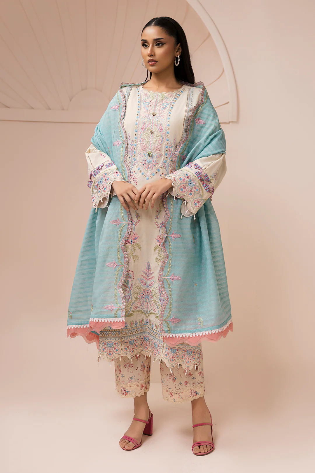 Embroidered Shirt Shalwar Dupatta - 0453 - Image 2