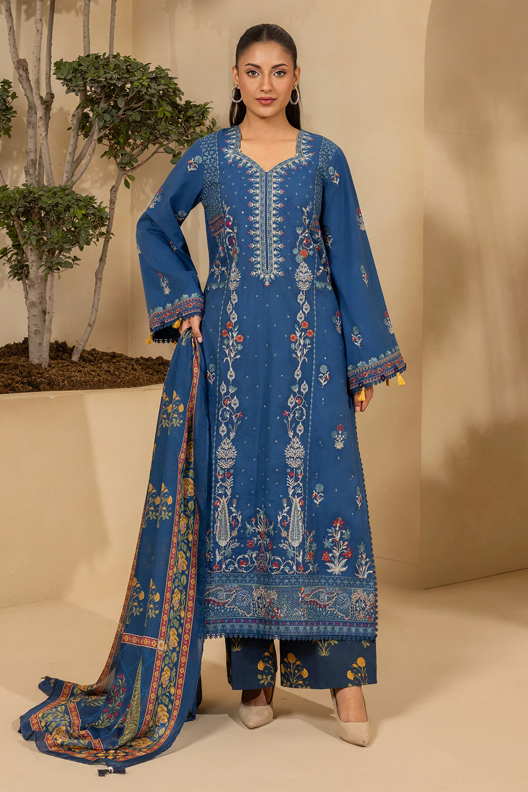 Embroidered Shirt Shalwar Dupatta - 0460 - Image 3