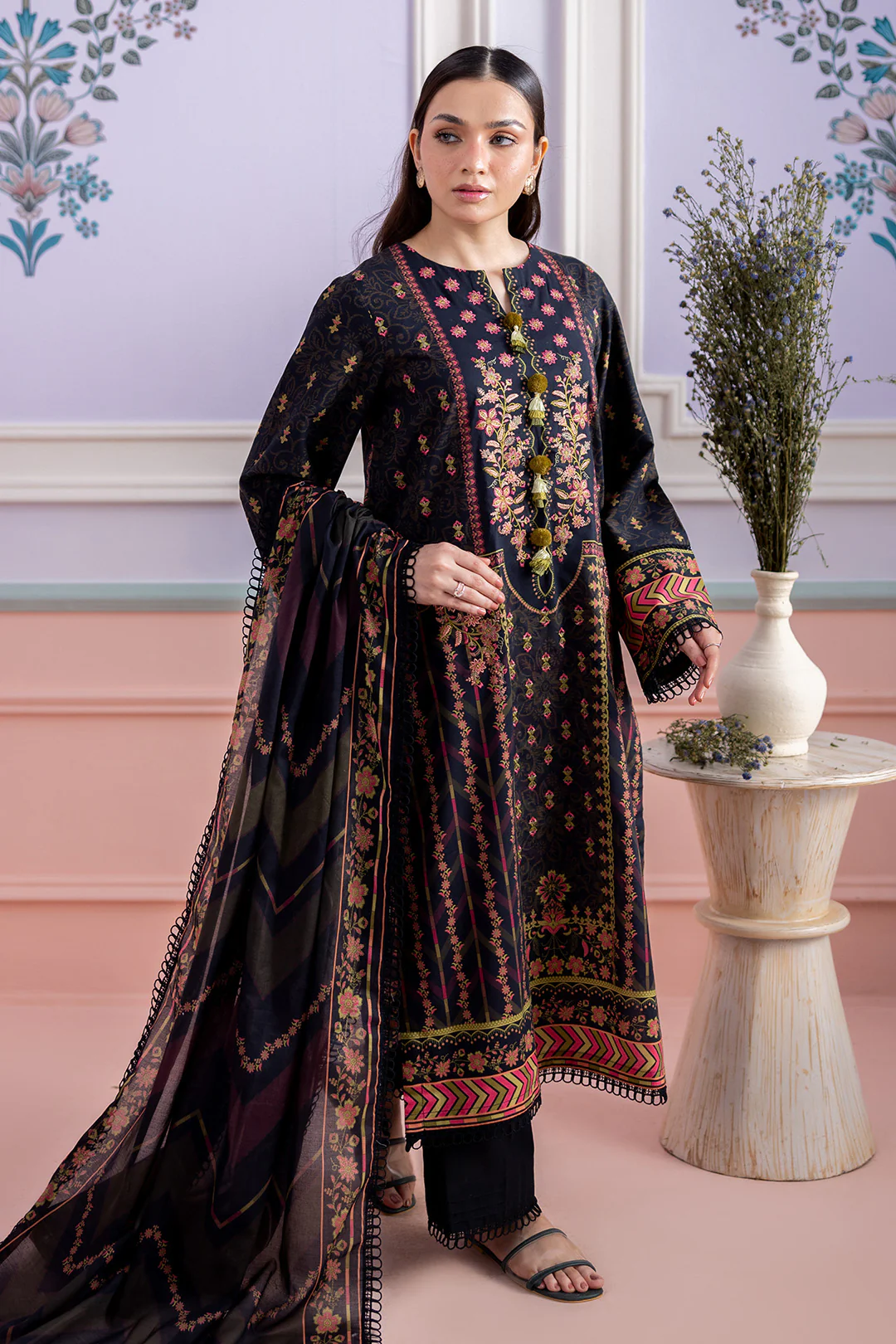 Embroidered Shirt Shalwar Dupatta - 0495 - Image 4