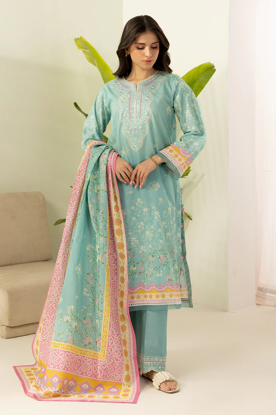 Embroidered Shirt Shalwar Dupatta - 0504 - Image 2