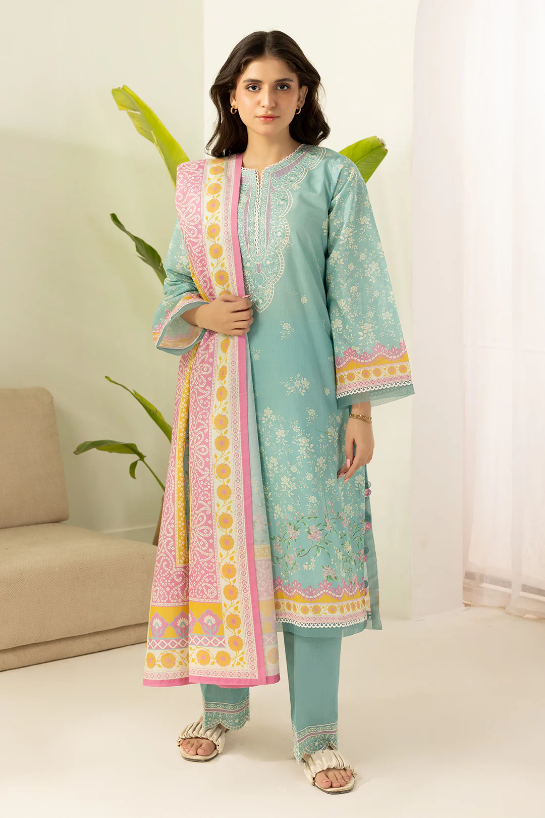 Embroidered Shirt Shalwar Dupatta - 0504 - Image 3