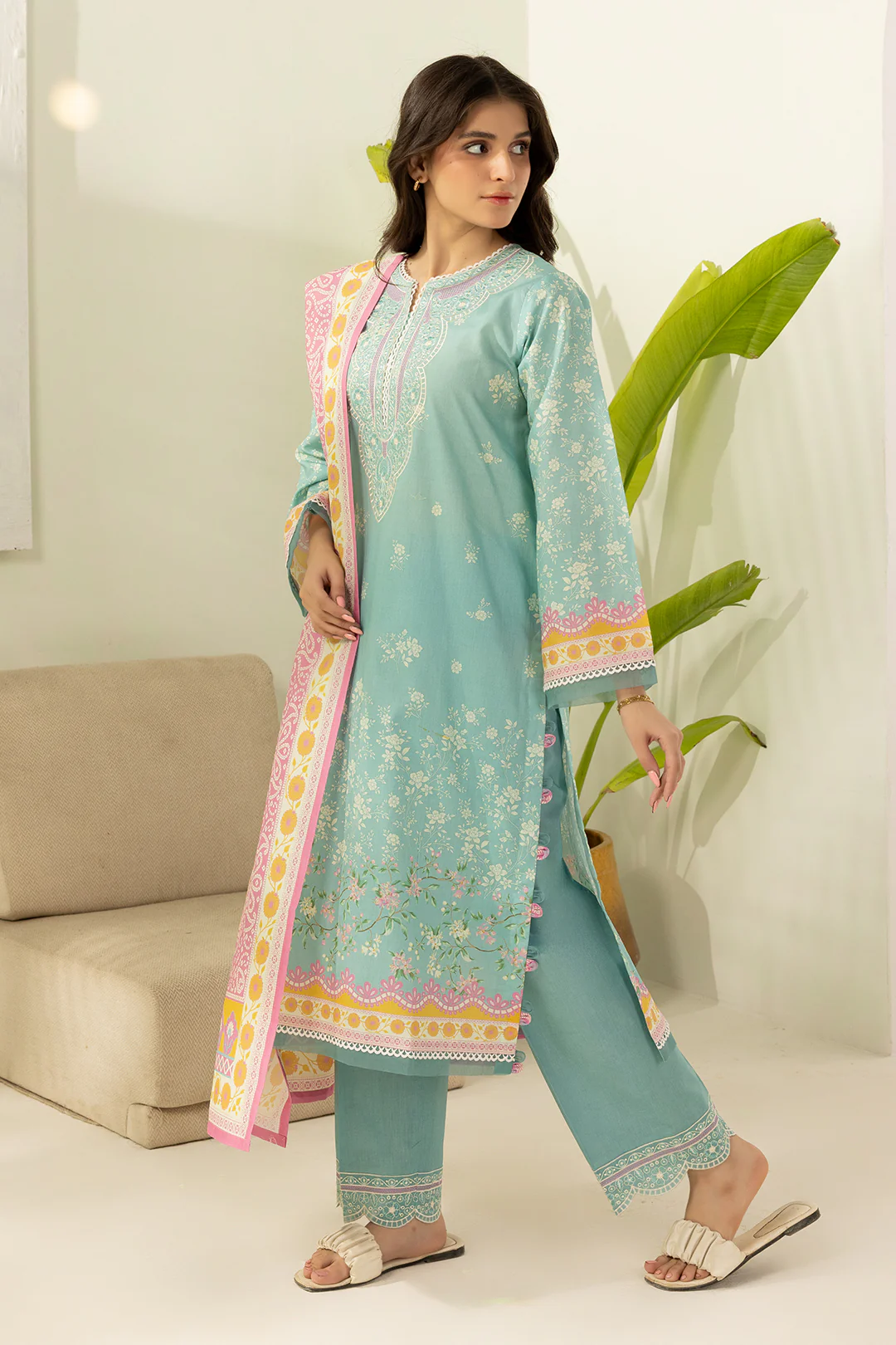 Embroidered Shirt Shalwar Dupatta - 0504 - Image 4