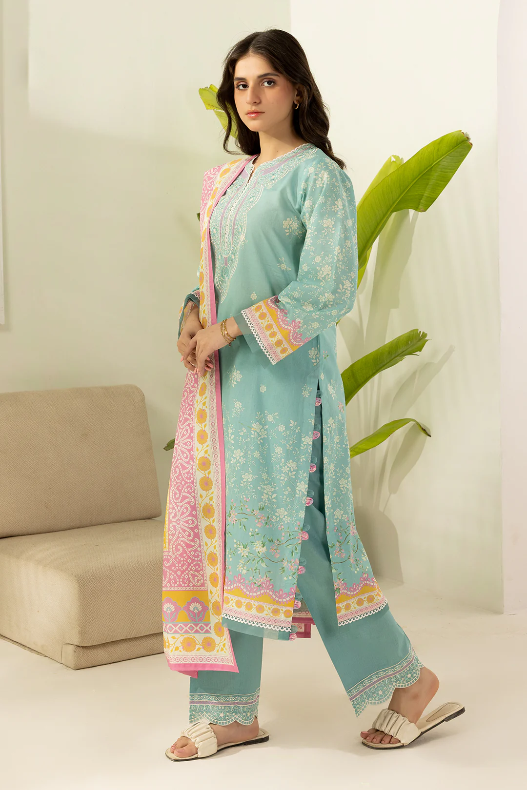 Embroidered Shirt Shalwar Dupatta - 0504 - Image 5