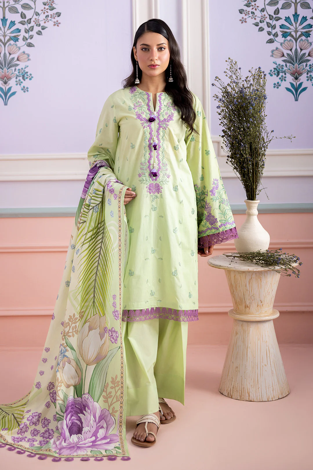 Embroidered Shirt Shalwar Dupatta - 0506 - Image 6