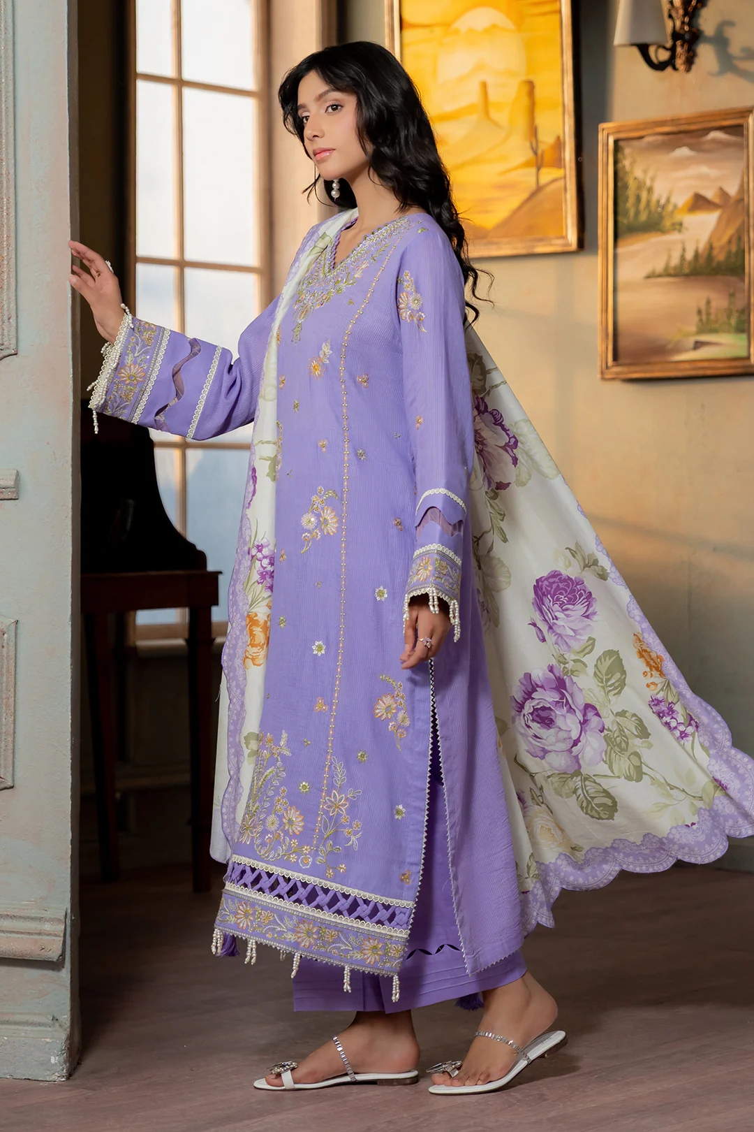 Embroidered Shirt Shalwar Dupatta - 0508 - Image 11