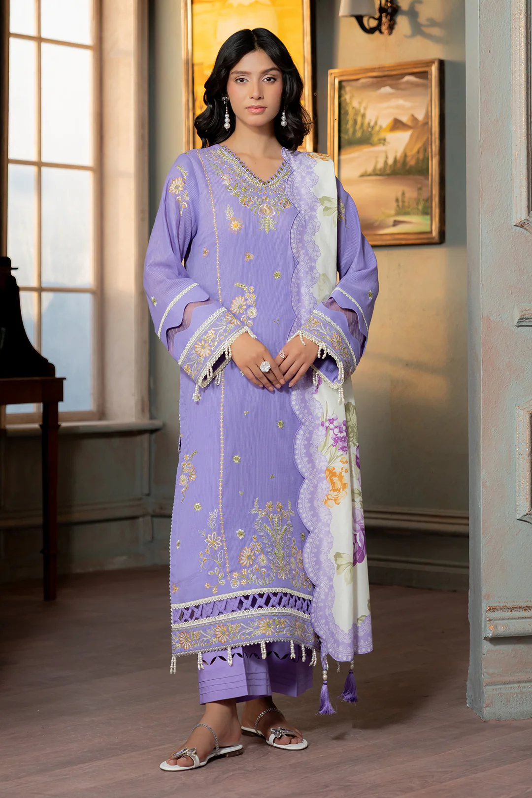 Embroidered Shirt Shalwar Dupatta - 0508 - Image 2