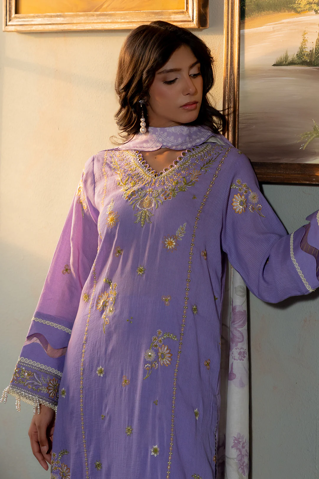 Embroidered Shirt Shalwar Dupatta - 0508 - Image 3