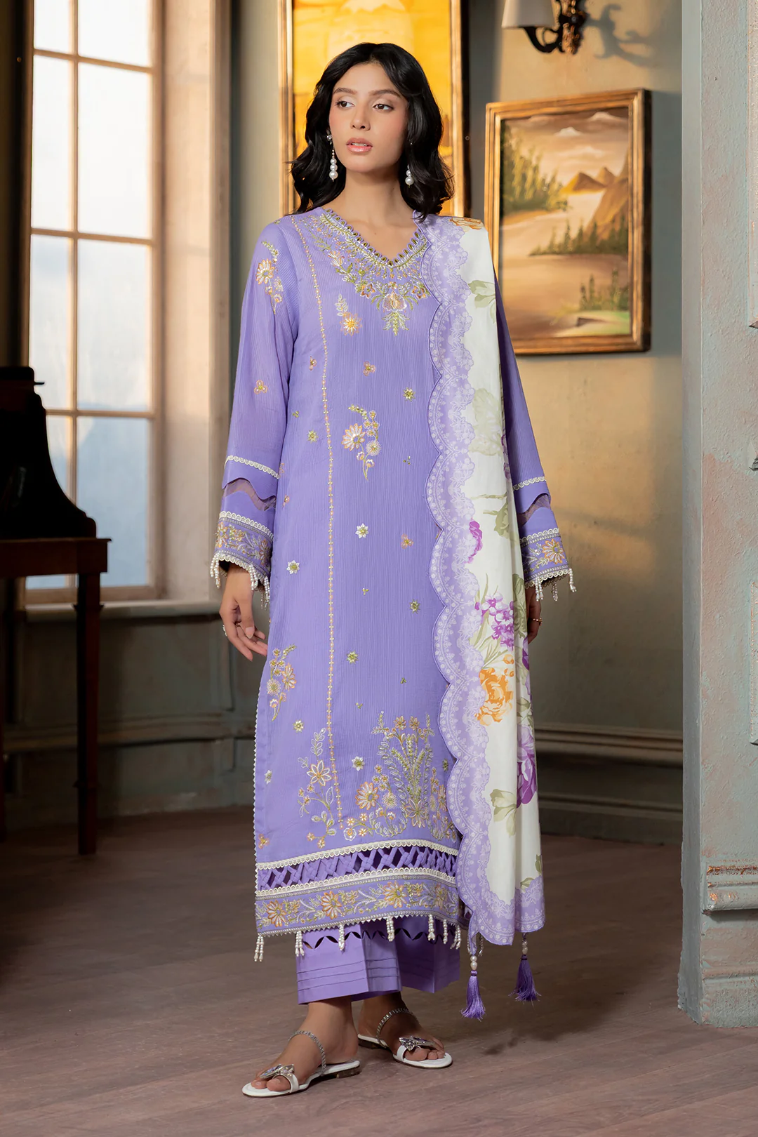 Embroidered Shirt Shalwar Dupatta - 0508 - Image 5