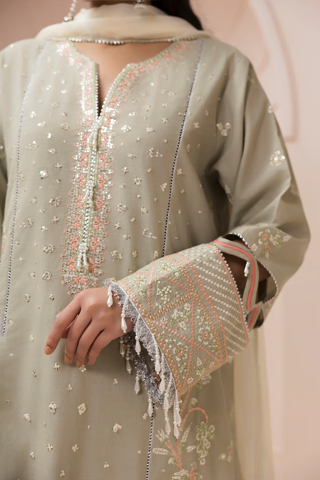 Embroidered Shirt Shalwar Dupatta - 0509 - Image 8
