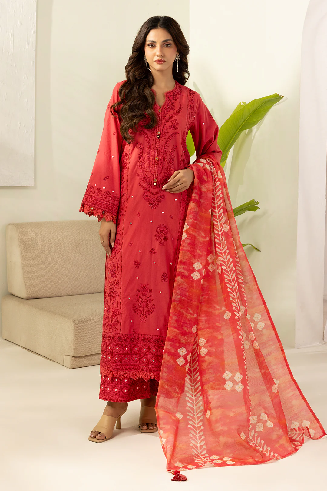 Embroidered Shirt Shalwar Dupatta - 0510 - Image 9