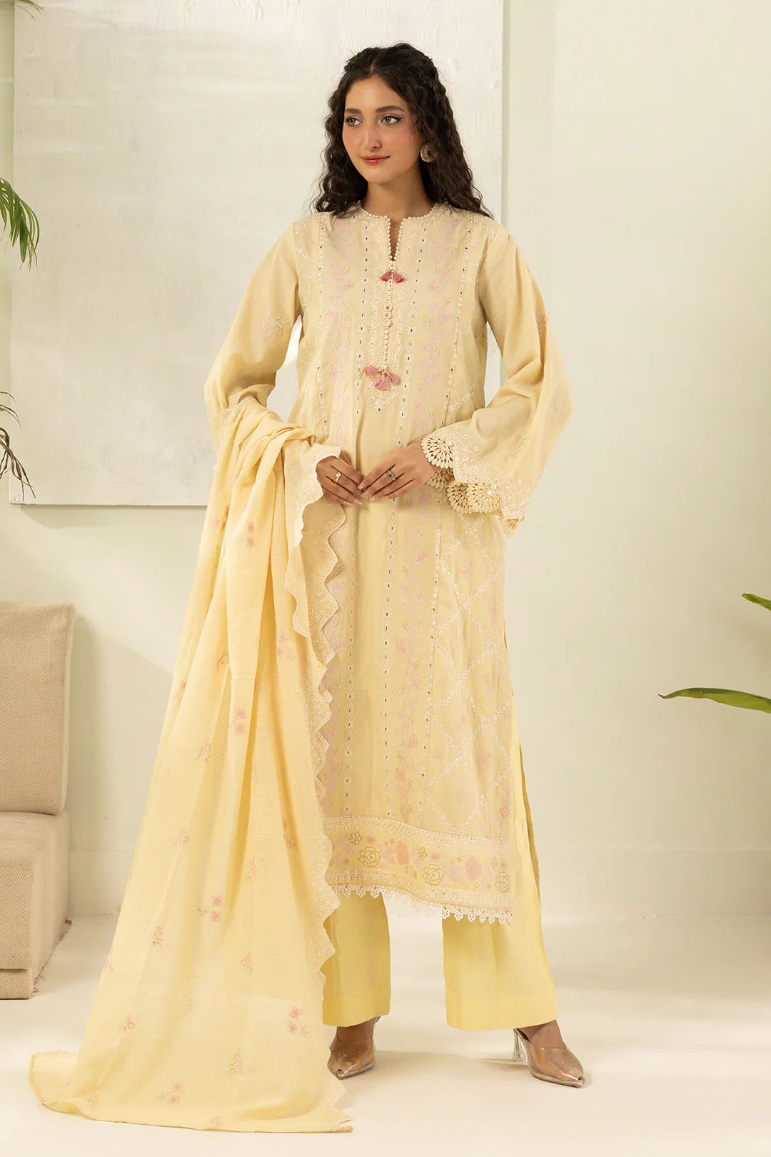 Embroidered Shirt Shalwar Dupatta - 0518 - Image 2