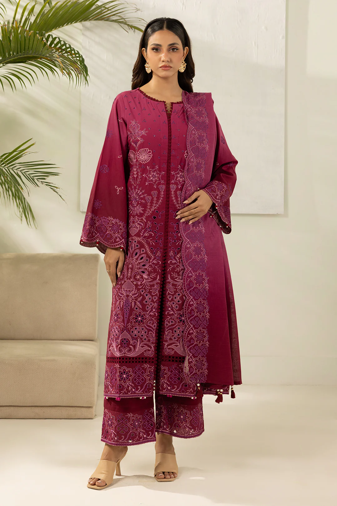 Embroidered Shirt Shalwar Dupatta - 0520 - Image 2