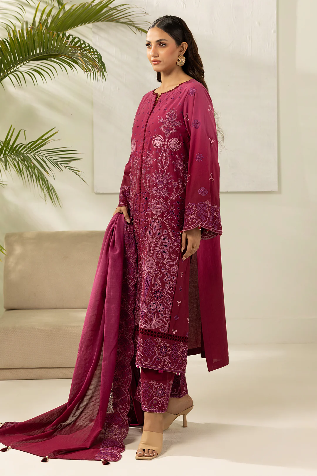 Embroidered Shirt Shalwar Dupatta - 0520 - Image 9