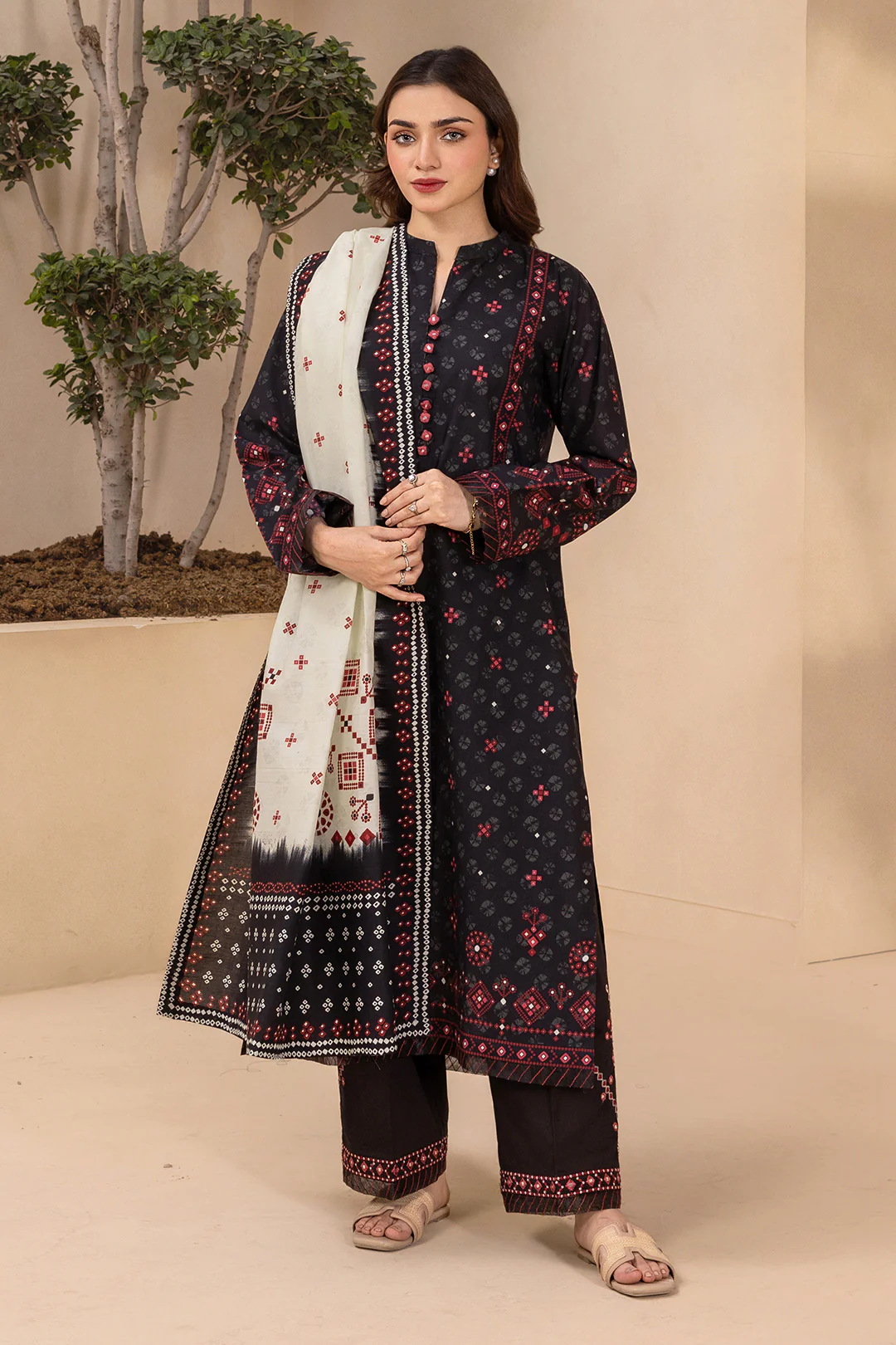 Embroidered Shirt Shalwar Dupatta - 0572 - Image 2
