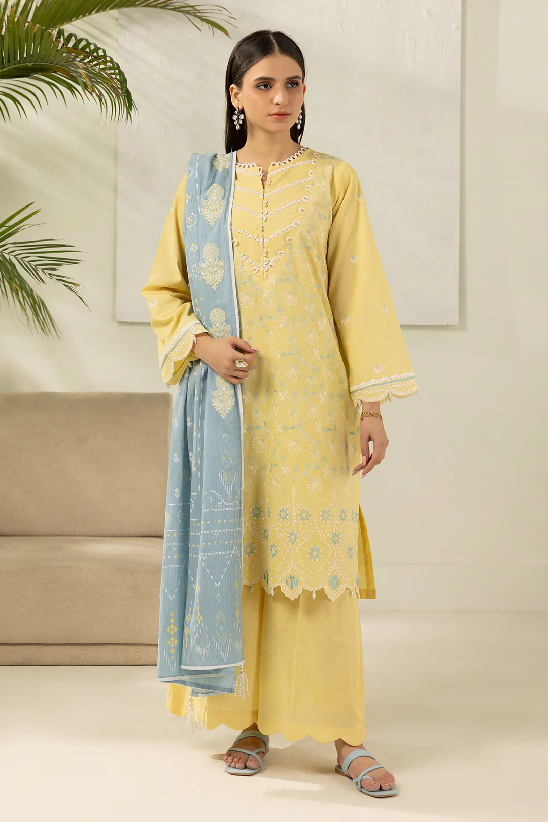 Embroidered Shirt Shalwar Dupatta - 0574 - Image 3