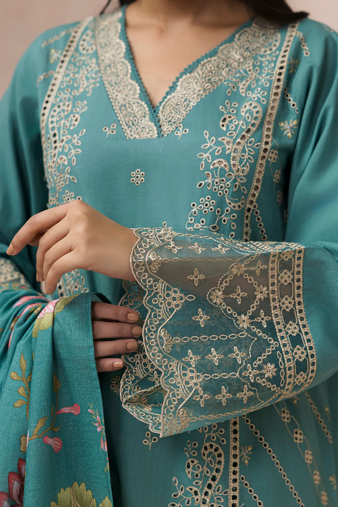 Embroidered Shirt Shalwar Dupatta - 0582 - Image 5